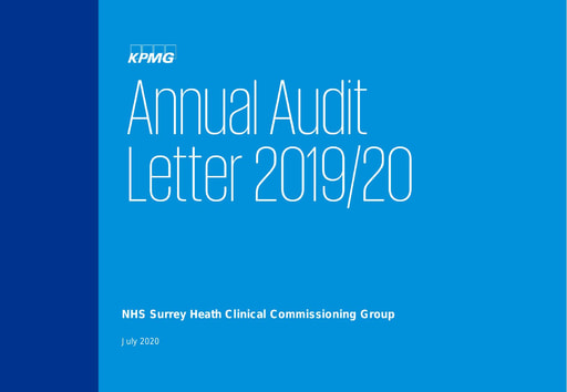 Surrey Heath CCG Annual Audit Letter 2019-20