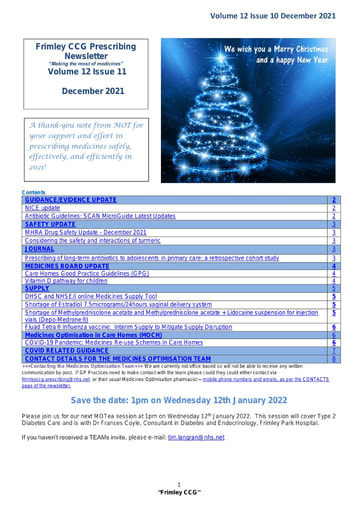 Frimley CCG prescribing newsletter December 2021