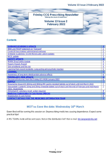 Frimley CCG prescribing newsletter February 2022
