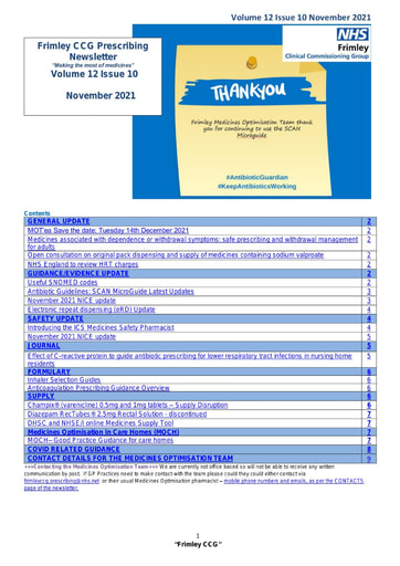 Frimley CCG prescribing newsletter November 2021