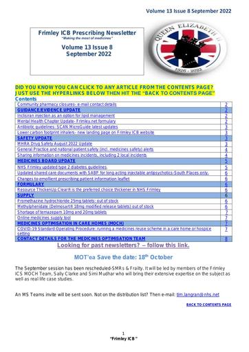 Frimley ICB prescribing newsletter September 2022