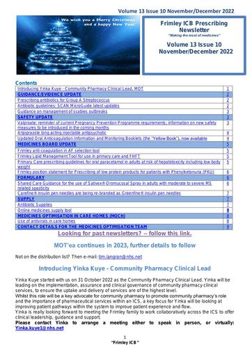 Frimley ICB prescribing newsletter November/ December 2022