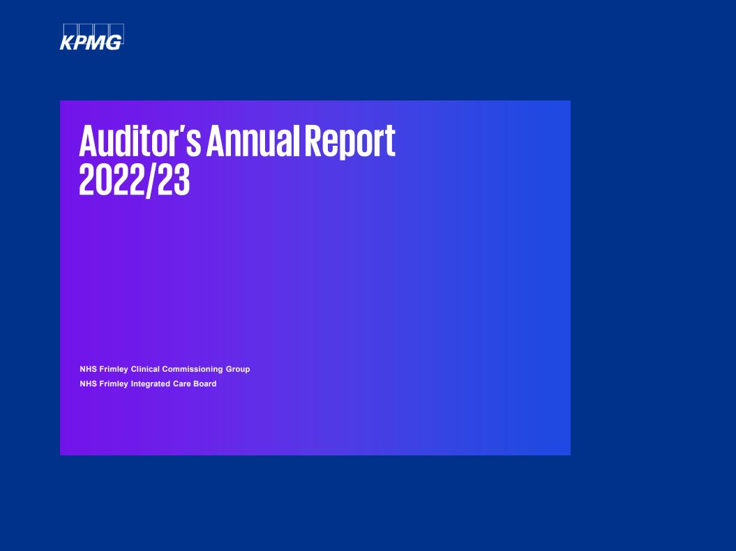 NHS Frimley CCG/ICB Annual Audit Report 2022/23
