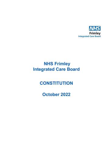 NHS Frimley ICB Constitution