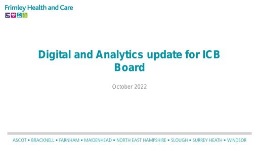 5. Digital and analytics Update to ICB Public Board