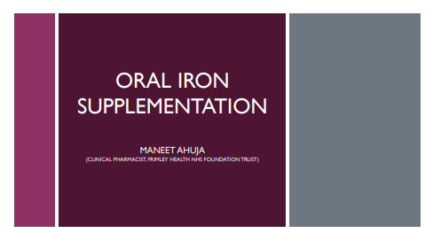 Oral iron supplementation- presentation
